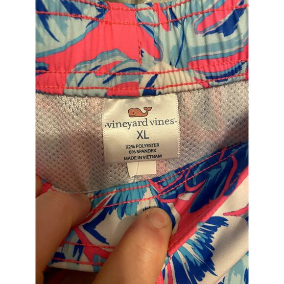 Vineyard Vines Pink Blue Swim Trunks Shorts Pockets Swim Shorts Floral - Picture 5 of 9